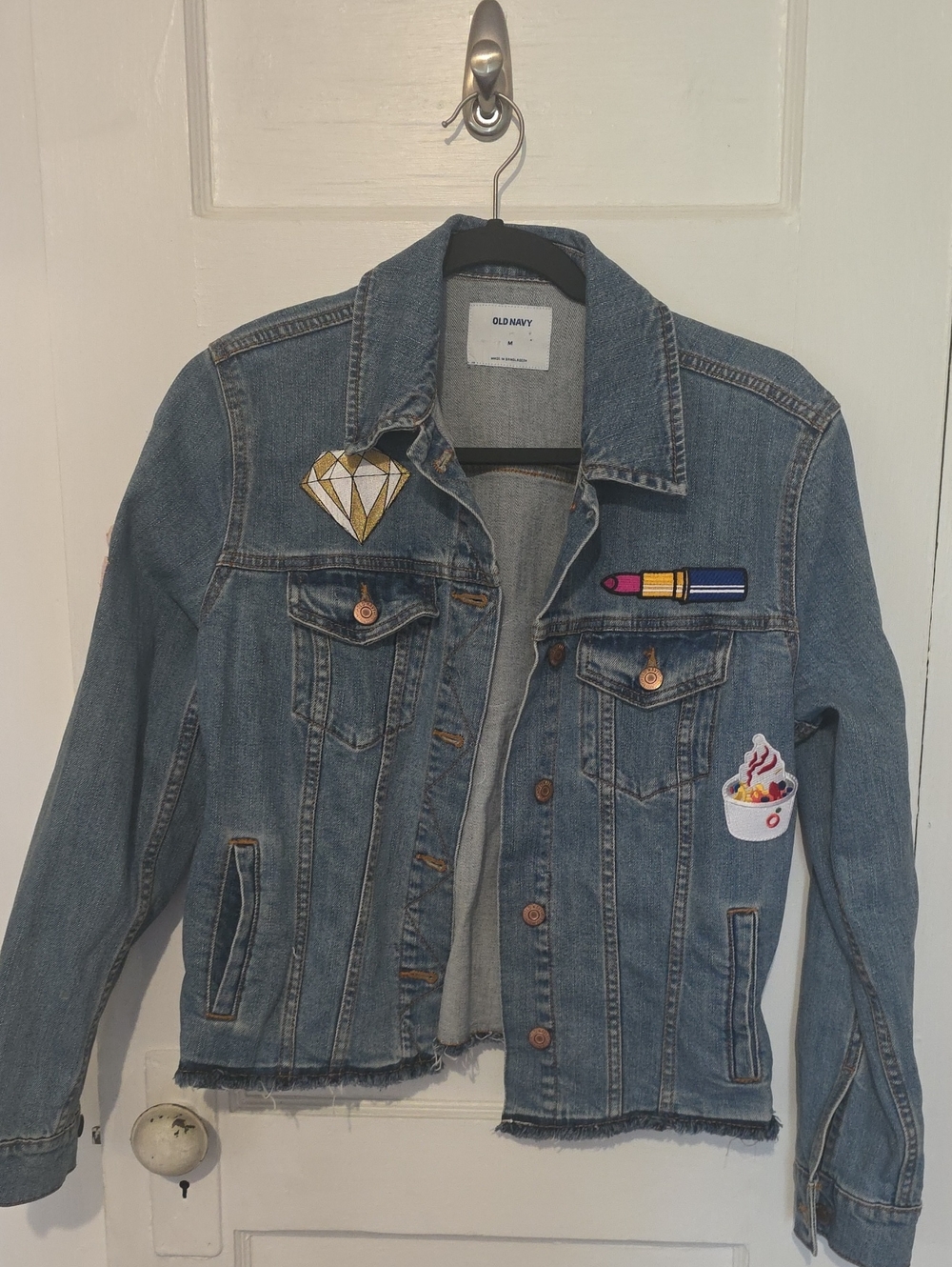 Old Navy Blue Denim Jacket with Patch Embellishments